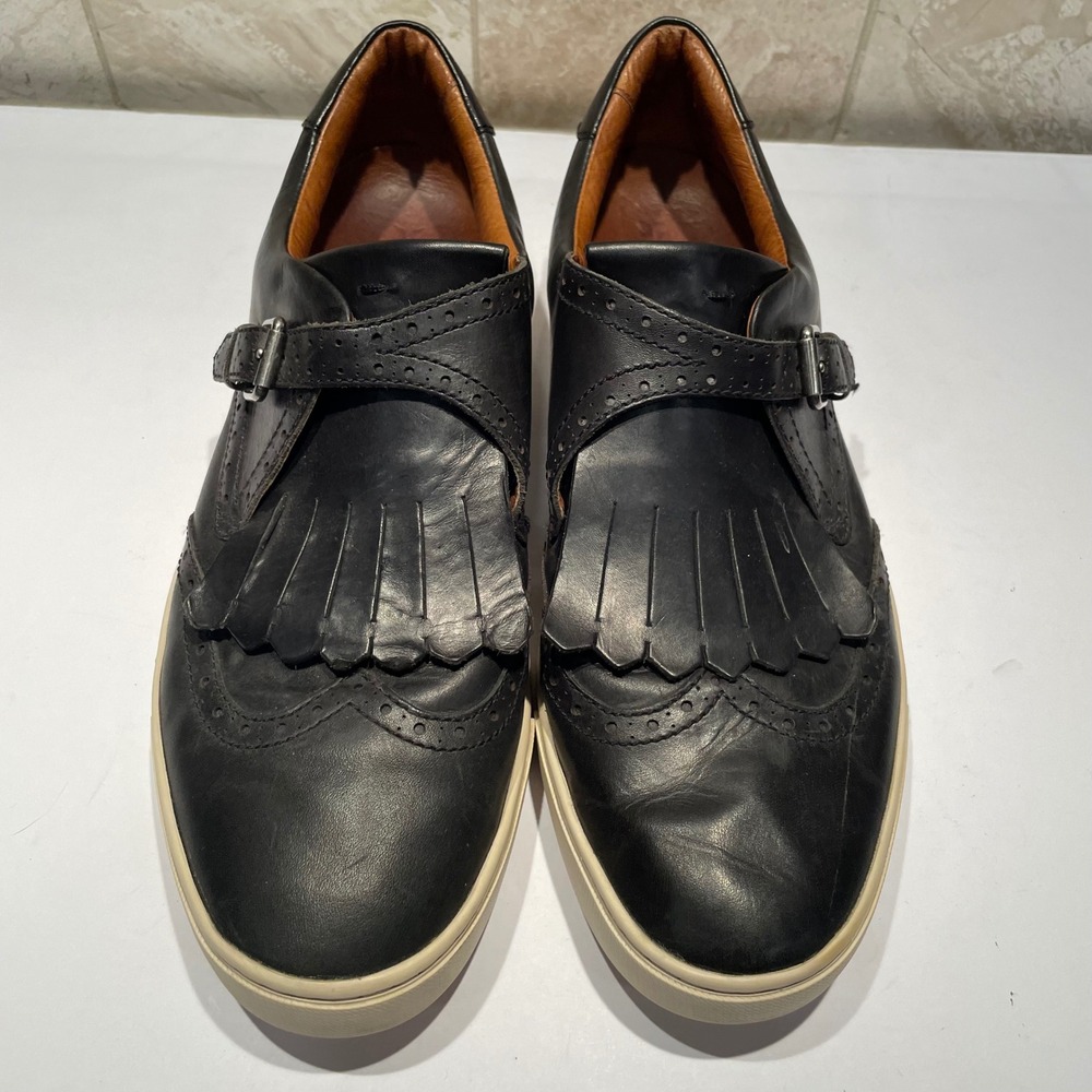 Frye Black Leather Monk Strap Kiltie Wingtip Sneakers Loafers Womens 11M